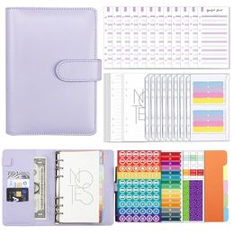 Notepads A6 PU Leather Budget Binder Notebook Notepad Diary Planner Cash Envelopes Pockets for Money Saving Bill Organizer 230626