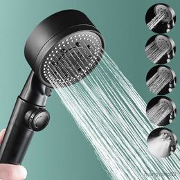 Bathroom Shower Heads Black Modes Shower Head High Pressure Water Saving Bath Showerhead Eco Filter Shower Bathroom Accessories R230627