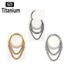 Nipple Rings 1PC ASTM 36 Earrings Nose Clicker Septum Piercing Plating Chain Zircon Tragus Lip Ear Studs Body Jewellery 230626