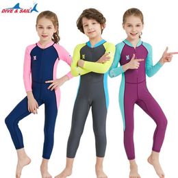 Summer new style children's Wetsuit outdoor long sleeved One-piece swimsuit sun proof quick drying children's swimsuit
