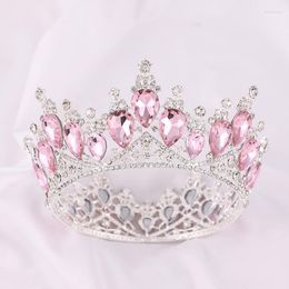 Hair Clips Baroque Luxury Large Droplet Rhinestone Round Crown Party Headdress For Men And Women