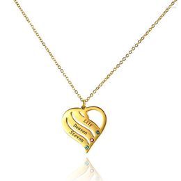 Pendant Necklaces Stainless Steel Gold Plated/Silver Color Heart For Women Mom Daughters Kids Mother Day Jewelry Gift Custom Names