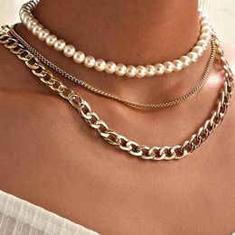 Choker Classic Elegant Alloy Pearl Beads Chain Necklace 2023 Trend Fashion Pearls Sweater Necklaces For Women Men Girls Teens Jewellery