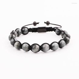 Strand Men Bracelet Natural Stone Custom Design Handmade Friendship Macrame Jewelry Gift