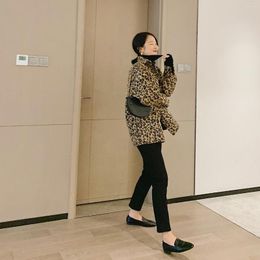 Women's Blouses Women's Top Leopard Warm Animal Print Collar Shirt Blouse Spring Winter Casual Oversize Fashion Long Sleeve Party Blusa