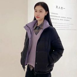 Women's Down 90% White Duck Double-sided Bread Clothes Casual Loose Thick Black Taro Purple Short Jacket 2023winter