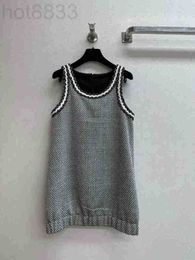 Women's Jackets Designer Summer New Style Elegant Temperament Shows Slim Age Reducing Weave Tweed Tank Top with Suspended Dress 5RD9