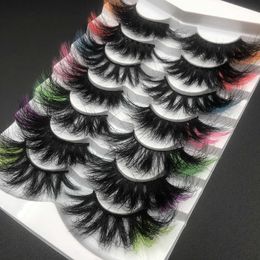 False Eyelashes Mikiwi 7 Pairs Coloured Mink Lashes 25mm Wholesale With Colour On The Ends 2 Strips Lash 230627