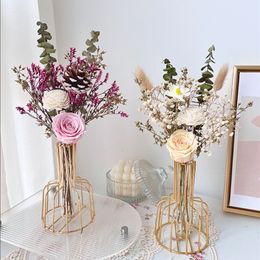 Faux Floral Greenery Dried Flower Preserved Rose Flowers Bouquet Eternal Rose for Home Wedding Decoration indoor Gift for Mother Day Christmas Decor 230627