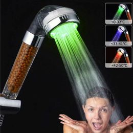 Bathroom Shower Heads Colourful Pressurised Temperature Sensor Led Shower Head Colours Changes Showerhead High Pressure Shower Bathroom Accessories R230627