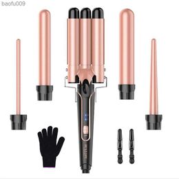 5 in 1 hair curler LED light display multi-function head changing curling iron 5 in 1 changing tube curling iron L230520