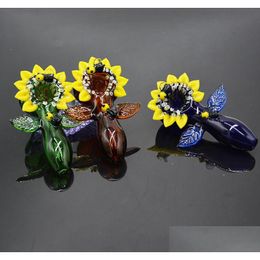 Smoking Pipes 4 Glass Accessories Bong Heady Flower Colorf Hand Bubbler Dab Rig Drop Christmas Delivery Home Garden Household Sundrie Dhbsx