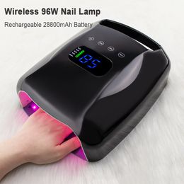 Nail Dryers Wireless LED UV Nail Lamp Professional Cordless Rechargeable Nail Drying Manicure Machine 96W Lamp For Portable Gel Polish Cure 230626