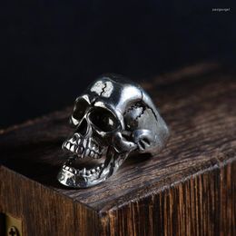 Cluster Rings FNJ 925 Silver Punk Skull Ring Fashion Skeleton S925 Sterling Thai For Men Jewellery Adjustable USA Size 8-11