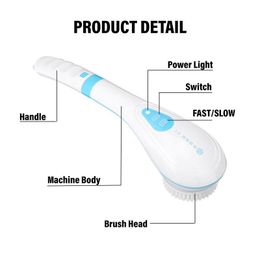 Scrubbers 5 In 1 Electric Bath Brushes Silicone Handheld Massage Shower Brush USB Long Handle Spa Exfoliation Clean Scrub Bath Brushes