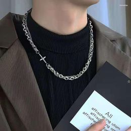 Chains Necklace Male Fashion INS Hip Hop Simple Clavicle Chain Pendant Cold Wind Jewellery Cross Star Men Female