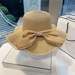 Outdoor Sunscreen Elegant Fisherman Cap Panama Hat Wide Brim For Women Girls Sun Hat Bucket Hat Bow Straw Hat Beach Cap