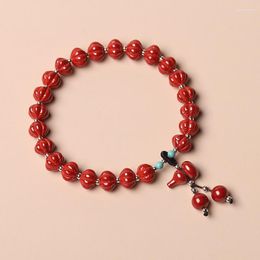 Strand Wholesale Natural Cinnabar Bracelet Raw Ore Red Sand DIY Small Gourd Money Bag Bangles For Women Gift Amulet Fashion Jewellery