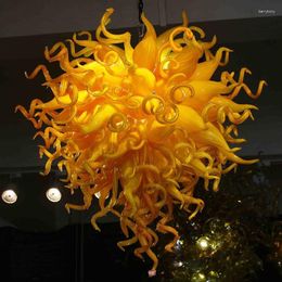 Chandeliers Hand Blown Dale Chihuly Lamp Yellow Mango Coloured Glass Chandelier