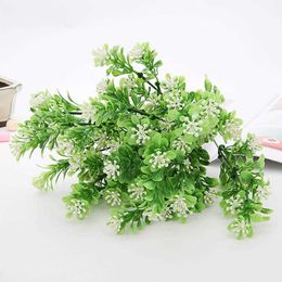 Dried Flowers 1pc Artificial with Leaf Green Grass Plastic Plants Fake Foliage Bush for Home Wedding Decoration Party Supplies