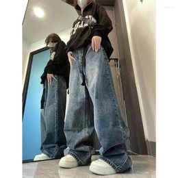 Women's Jeans Baggy Femme Y2K Dark Blue Brown High Waist Streetwear 90S Trousers Women Pants Straight Wide Leg