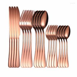 Dinnerware Sets Rose Gold Cutlery Set Fork Spoon Knife Stainless Steel 20Pcs Kitchen Tableware Dinner Drop