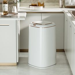 Waste Bins Smart Trash Can Automatic Induction Trash Bin Electric Touchless Wastebasket Kitchen Bathroom Waterproof Large Capacity Wastebin 230627
