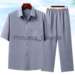 Men's Tracksuits 2023 Summer Men Set Outfit Clothes New Men's Loose Casual Lce Silk Cotton Suit Shortsleeved Shirt Pants 2piece Set for Male x0627