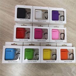 2 in 1 For Apple Airpods Cases Silicone Soft Ultra earphones Protector Cover Earpod Case Anti-drop With Hook Retail Box