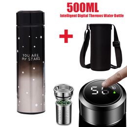 Water Bottles 500ML Smart Digital Thermo bottle Keeps Cold and Heat Thermal Cups Temperature Display Preservation Vacuum Flask 230627