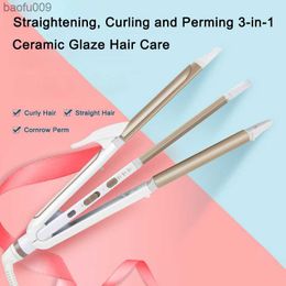 3 in 1 Hair Curler Professional Electric Curling Iron Care Styling Straight Curling Hair Styles Tools Ceramic Glaze Coated Panel L230520