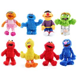 Plush Dolls Sesame Street Plush Toy Elmo Oscar Cookie Grover Zoe Ernie Big Bird Stuffed Soft Early Education Stuffed Dolls 230626