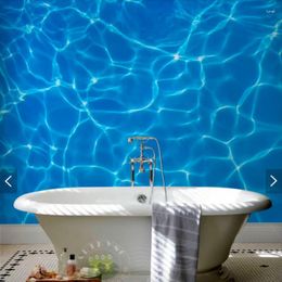 Wallpapers Fantasy Blue Water Ripple Spray Bathroom Background Waterproof Mildew Upgrade Wallpaper For Living Room Mural