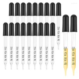 Storage Bottles AD-20Pcs 1Ml Glass Liquid Droppers Eye Dropper Pipettes With Black Suction Bulb For Makeup Art Straight Tip Style