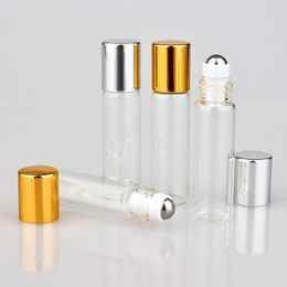 100pcs 5ml 10ml ROLL ON GLASS BOTTLE Clear Fragrances ESSENTIAL OIL Perfume Bottles with Metal Roller Ball Free DHL FEDEX