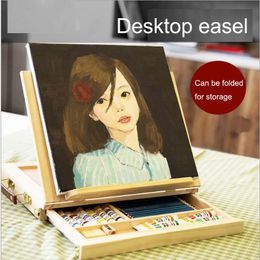 Clipboards 8K Desktop easel Sketchpad Wooden drawer folding Portable watercolor easel Oil painting box Sketch sketching board