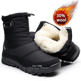 Boots Snow Boots Men Hiking Shoes Waterproof Winter Boots with Fur Winter Shoes Nonslip Outdoor Men Boots Platform Thick Plush Warm