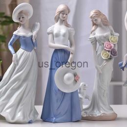 Decorative Objects Figurines Ceramic Ballet Girl Statue Figurines Fairy Garden Skirt Modern Beauty Sculpture Wedding Decoration Interior Home Decor