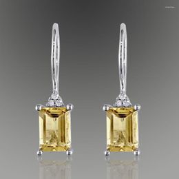 Dangle Earrings Yellow Zircon Stone Silver Colour Stud For Women Fashion Jewellery Korean Luxury Trends Gifts Year