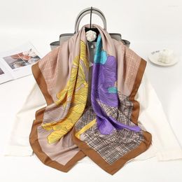 Scarves Elegant Summer Scarf Square Spring Women Scar Flower Print Soft Lady Neck Clothes Accessory