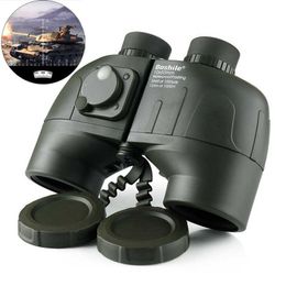 Telescope Binoculars Powerful 10X50 Military Binoculars With Ranginder Retic Compass Waterproof Tactical Tescope LLL Night Vision For Hunting HKD230627