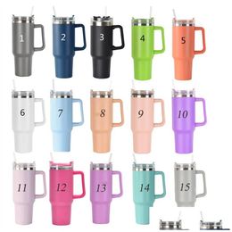 Water Bottles 40Oz Reusable Tumbler With Handle And St Stainless Steel Insated Travel Mug Tumblers Keep Drinks Cold Drop Delivery Ho Dhs4Z