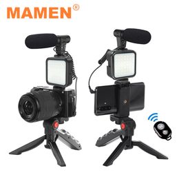 Flash Diffusers MAMEN Portable Vlogging Kit Video Making Equipment with Tripod Bluetooth Control for SLR Camera Smartphone Pography 230626