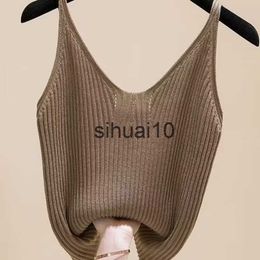 Women's T-Shirt Casual Knitted Sleeveless Camisole Women Summer Camis 2023 New Sexy V-neck Solid Color Sleeveless Camis Skinny Tops for Female J230627