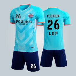 Breathable Quick-Drying New Football Sportswear Suit Adult Breathable Childrens Competition Team Uniform Short-Sleeved Football Jersey Print