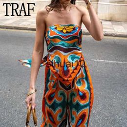 Women's T-Shirt TRAF Off Shoulder Crop Tops For Women Print Bandana Backless Top Female Asymmetric Sexy Tops Woman 2023 Sleeveless Summer Tops J230627