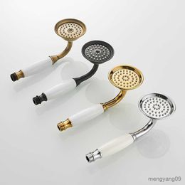 Bathroom Shower Heads Bronze Golden Ceramic Handle Shower Head Telephone Style Bathroom Shower Head Spray R230627