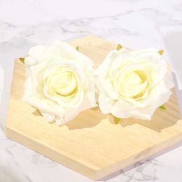 Dried Flowers 5pcs White Roses Silk Artificial Heads for Wedding Home Party Table Decor DIY Wreath Box Craft Fake