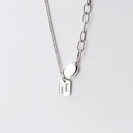 Pendant Necklaces Sole Memory Cool Good Luck Letters Geometric Square Bean Silver Color Clavicle Chain Female Necklace SNE576