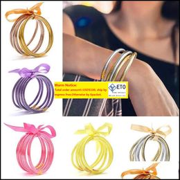 Bangle Bracelets Jewellery All Weather Glitter Filled Stardust Sile Circle Women Bowknot Jelly Bangles Bracelet Femme 5 PcsSet Drop Delivery